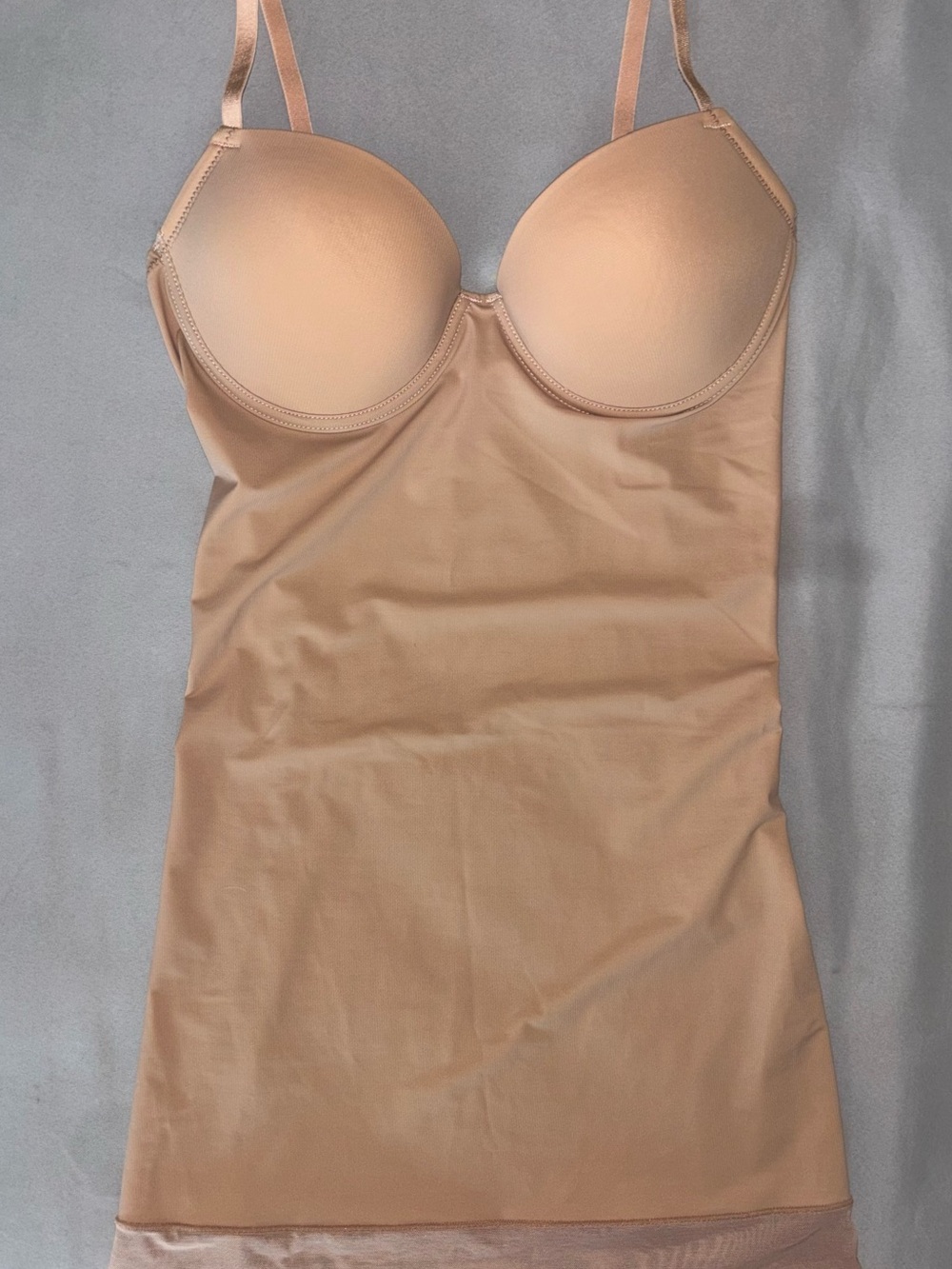 Beige Shaping Slip Dress with Built-In Cups
